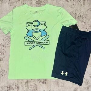 Under Armour Kids Matching Set in Light Green and Navy